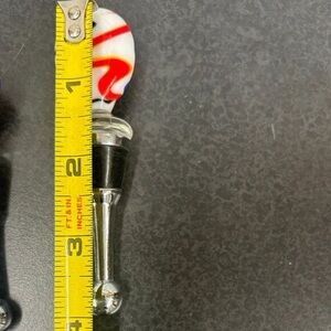 Art Glass Top - Wine Bottle Stopper Blue Red Yellow Black White Swirl design